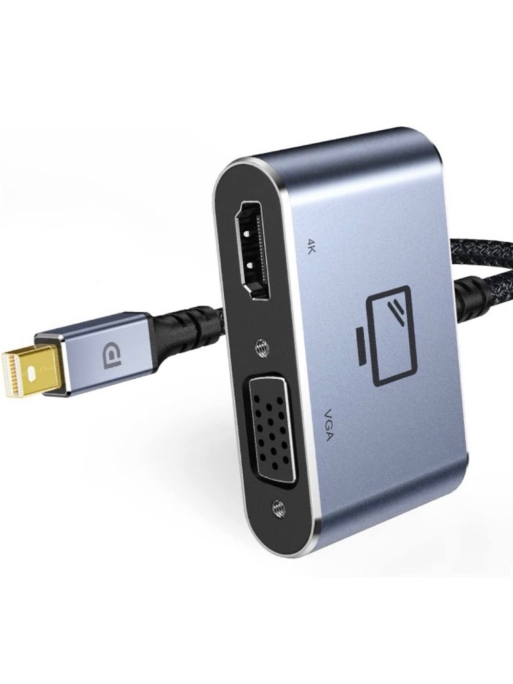 Capshi 4K Alum Alloy/ Nylon Braid Thunderbolt 2.0 Converter. HDMI + VGA Adapter